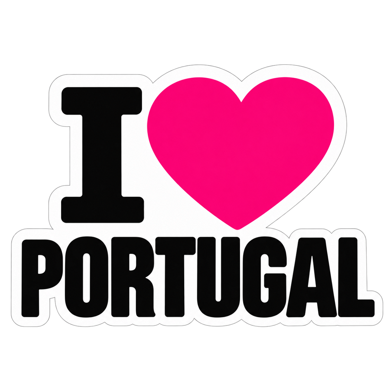Sticker reading I, a pink heart, then PORTUGAL
